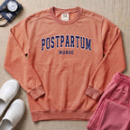 Classic Collegiate Postpartum Nurse Sweatshirt - Terracotta Comfort Colors Sweatshirt | HugTee