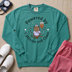 Powered By Caffeine And Chaos Night Shift Nurse Sweatshirt - Seafoam Comfort Colors Sweatshirt | HugTee
