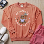 Powered By Caffeine And Chaos Night Shift Nurse Sweatshirt - Terracotta Comfort Colors Sweatshirt | HugTee