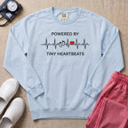Powered By Tiny Heartbeats EKG Nurse Sweatshirt - Chambray Comfort Colors Sweatshirt | HugTee