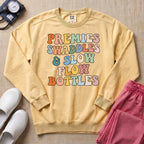 Premies Swaddles & Slow Flow Bottles Retro NICU Sweatshirt - Butter Comfort Colors Sweatshirt | HugTee