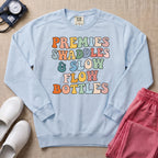 Premies Swaddles & Slow Flow Bottles Retro NICU Sweatshirt - Chambray Comfort Colors Sweatshirt | HugTee