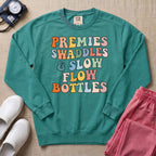 Premies Swaddles & Slow Flow Bottles Retro NICU Sweatshirt - Seafoam Comfort Colors Sweatshirt | HugTee