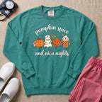 Cute Pumpkin Spice and NICU Nights Fall Night Shift Nurse Sweatshirt - Seafoam Comfort Colors Sweatshirt | HugTee