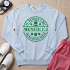St. Patrick's Day Neonatal ICU Shenanigans Squad Sweatshirt - Chambray Comfort Colors Sweatshirt | HugTee