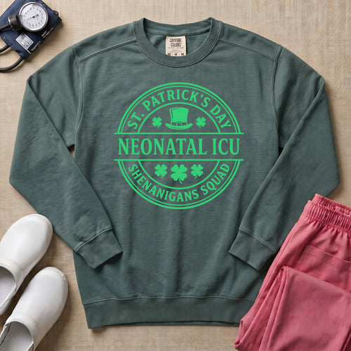 St. Patrick's Day Neonatal ICU Shenanigans Squad Sweatshirt