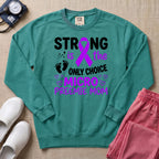 Strong Micro Preemie Mom Purple Ribbon NICU Sweatshirt - Seafoam Comfort Colors Sweatshirt | HugTee