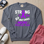 Strong Micro Preemie Mom Purple Ribbon NICU Sweatshirt - Blue Jean Comfort Colors Sweatshirt | HugTee