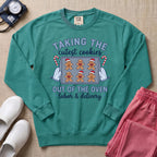 Taking The Cutest Cookies Out Of The Oven Labor and Delivery Christmas Nurse Sweatshirt - Seafoam Comfort Colors Sweatshirt | HugTee