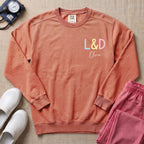 Funny Womb Service We Deliver Stork L&D Two-Sided Personalized Sweatshirt - Terracotta Comfort Colors Sweatshirt | HugTee