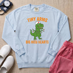Tiny Arms Big NICU Hearts Funny T-Rex Nurse Sweatshirt - Chambray Comfort Colors Sweatshirt | HugTee