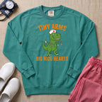 Tiny Arms Big NICU Hearts Funny T-Rex Nurse Sweatshirt - Seafoam Comfort Colors Sweatshirt | HugTee