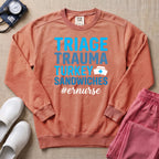 Funny Triage Trauma Turkey Sandwiches ER Nurse Sweatshirt - Terracotta Comfort Colors Sweatshirt | HugTee