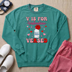 Funny V Is For Versed Midazolam ER ICU Nurse Valentine's Day Sweatshirt - Seafoam Comfort Colors Sweatshirt | HugTee