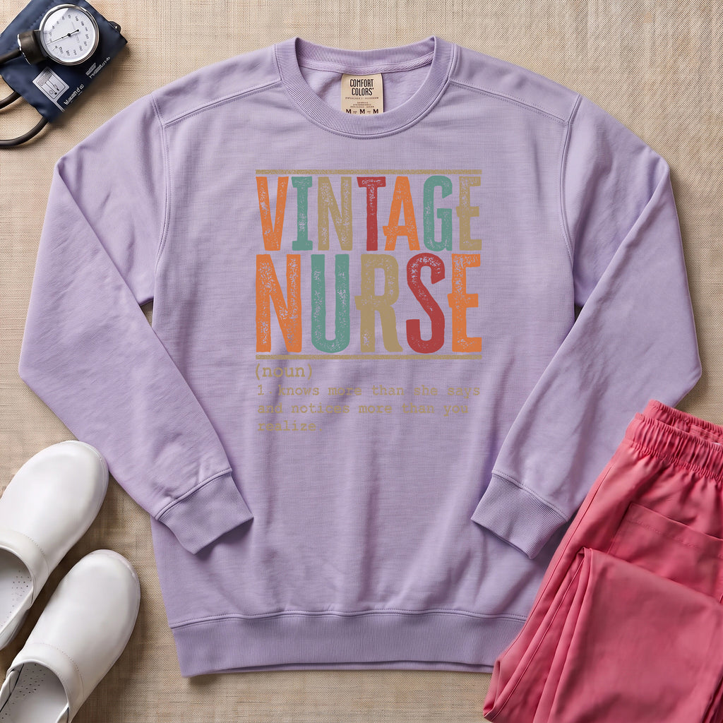 Retro Vintage Nurse Definition Sweatshirt - Orchid Comfort Colors Sweatshirt | HugTee