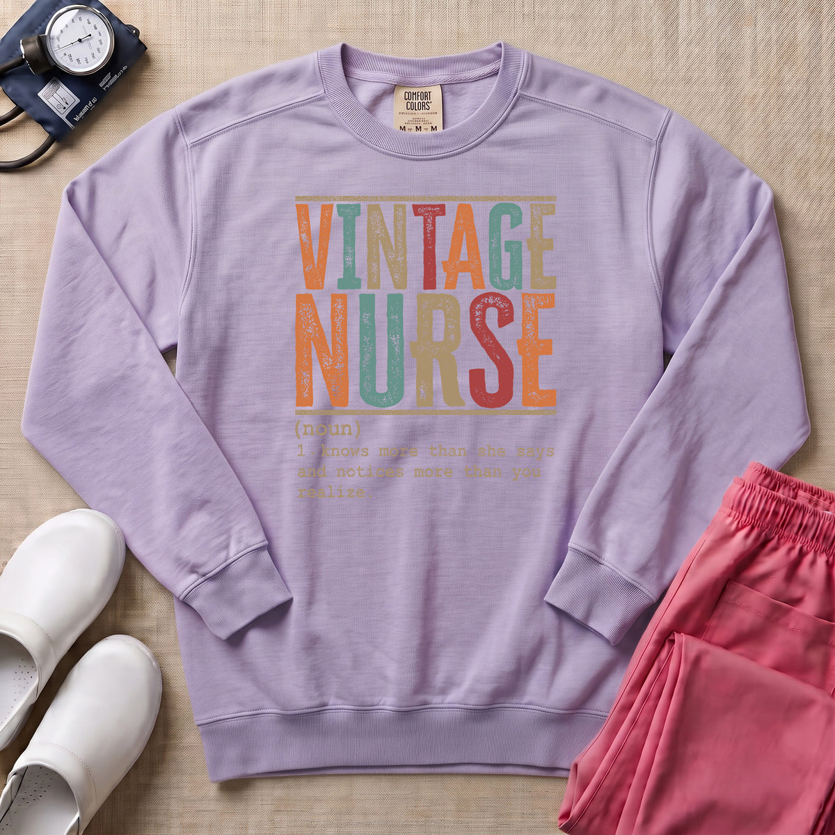 Retro Vintage Nurse Definition Sweatshirt - Orchid Comfort Colors Sweatshirt | HugTee