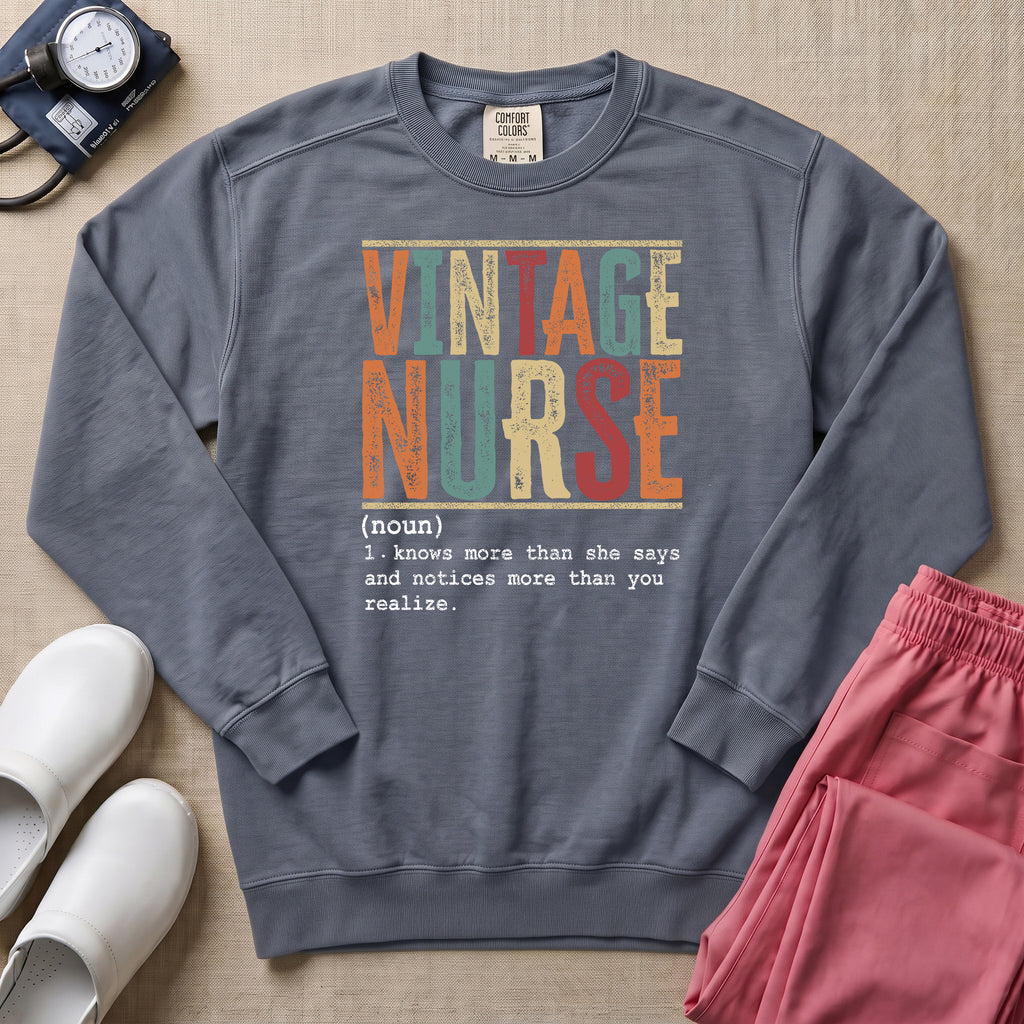 Retro Vintage Nurse Definition Sweatshirt - Blue Jean Comfort Colors Sweatshirt | HugTee