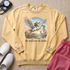 L&D We Deliver At Dawn Stork And Frog Nurse Sweatshirt - Butter Comfort Colors Sweatshirt | HugTee