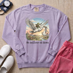 L&D We Deliver At Dawn Stork And Frog Nurse Sweatshirt - Orchid Comfort Colors Sweatshirt | HugTee